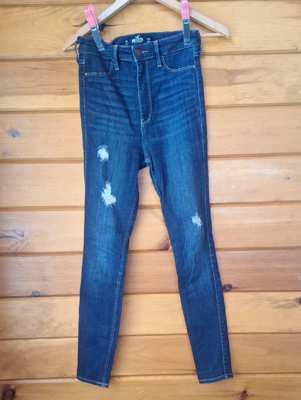 Hollister Dark Blue Distressed Skinny Jeans Sz 3